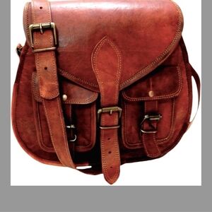 Vintage Style Firu Handmade Brown Leather Satchel New